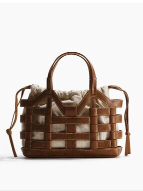 H&M Light Brown/beige Drawstring Detail Tote Bag